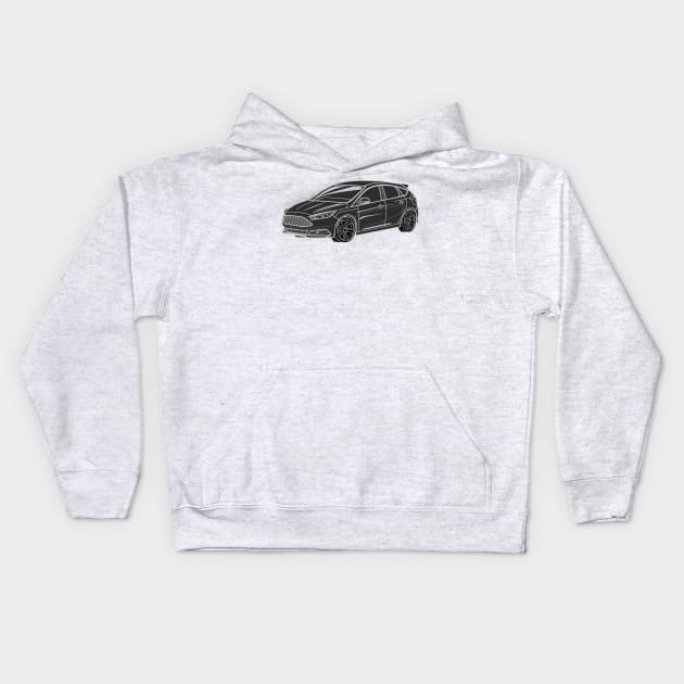 Ford Focus ST sportscar Kids Hoodie by Aurealis